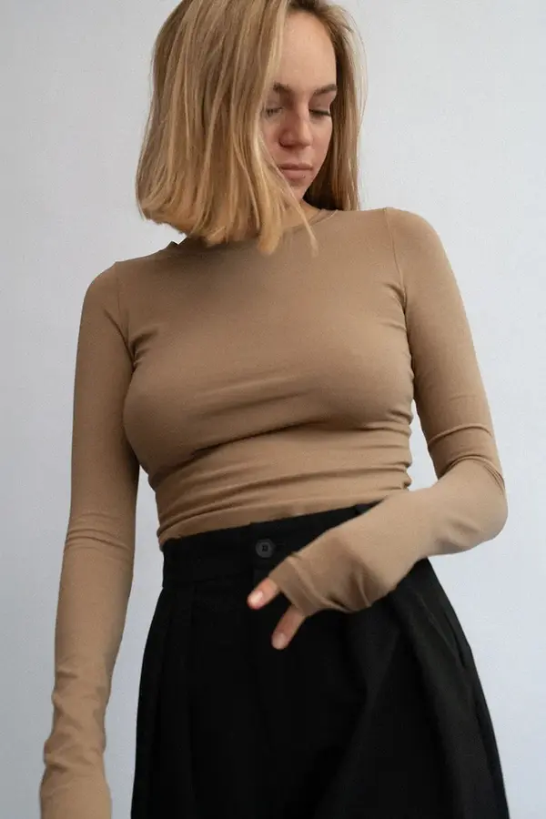 Muuv. Muuv. majica dugih rukava od pamuka s elastanom SOUPLE