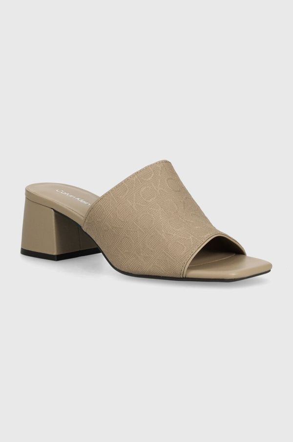 Calvin Klein Natikače Calvin Klein HEEL MULE 45 MONOCQ za žene, boja: bež, s debelom potpeticom, HW0HW01936