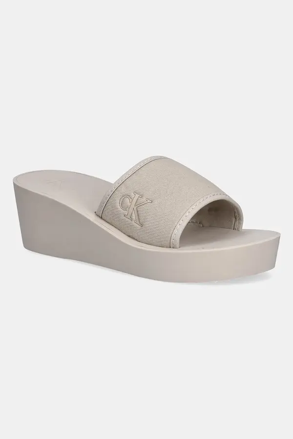 Calvin Klein Jeans Natikače Calvin Klein Jeans BEACH WEDGE SLIDE CANVAS