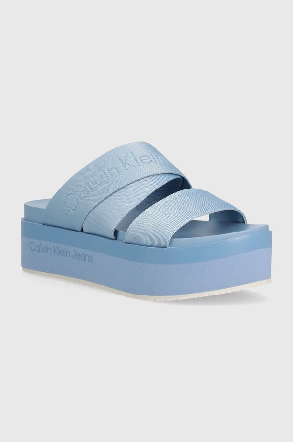 Calvin Klein Jeans Natikače Calvin Klein Jeans FLATFORM SANDAL WEBBING IN MR za žene, s platformom, YW0YW01361