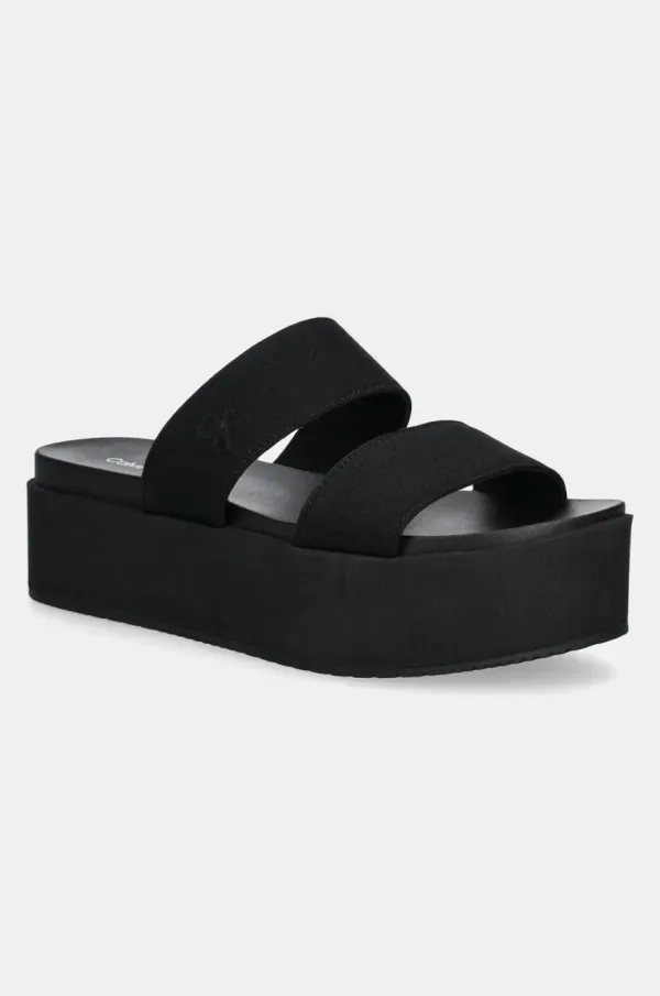 Calvin Klein Jeans Natikače Calvin Klein Jeans FLATFORM SANDAL WEBBING IN za žene, boja: crna, s platformom, YW0YW01789