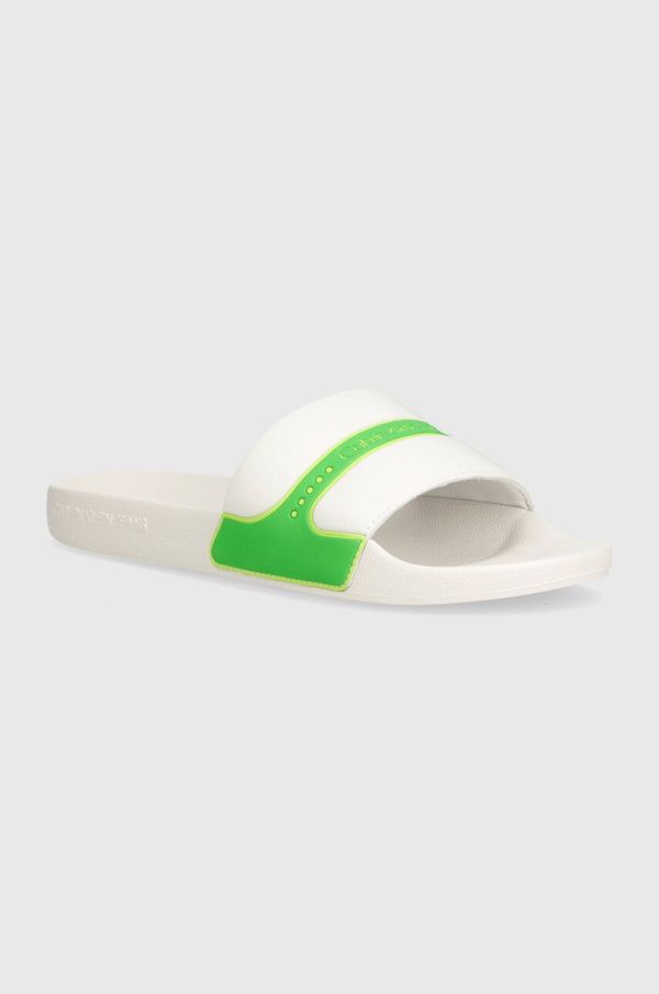 Calvin Klein Jeans Natikače Calvin Klein Jeans SLIDE NEOPRENE SNAP za muškarce, boja: bijela, YM0YM00960