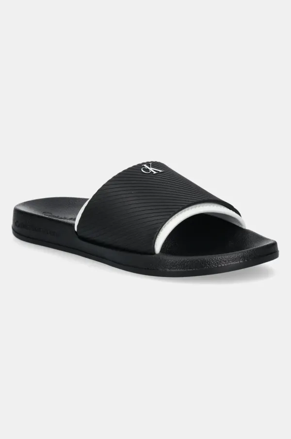 Calvin Klein Jeans Natikače Calvin Klein Jeans SLIDE RUBBER NEOPRENE TEXT za muškarce, boja: crna, YM0YM01234