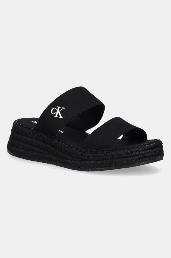 Calvin Klein Jeans Natikače Calvin Klein Jeans SPORTY ROPE MG LTH WEBBING za žene, boja: crna, klin peta, YW0YW01704