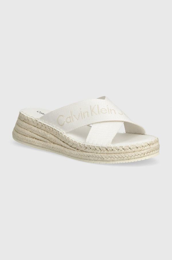 Calvin Klein Jeans Natikače Calvin Klein Jeans SPORTY WEDGE ROPE SANDAL MR za žene, boja: bijela, klin peta, YW0YW01364