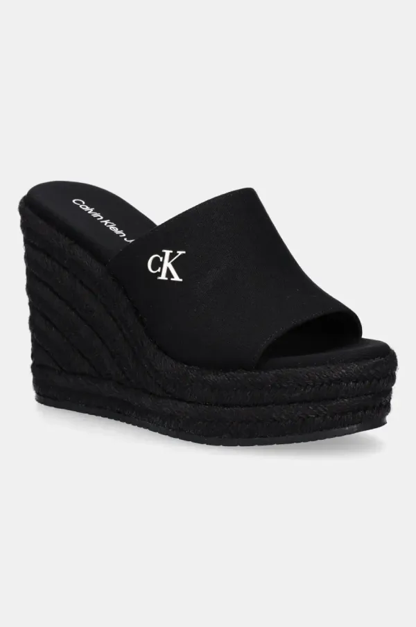 Calvin Klein Jeans Natikače Calvin Klein Jeans WEDGE ROPE SLIDE MG za žene, boja: crna, klin peta, YW0YW01699
