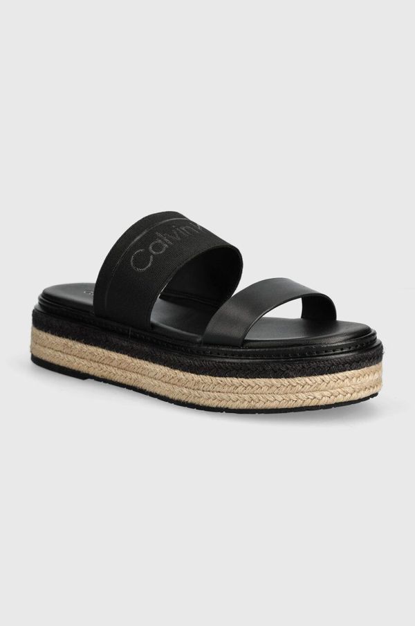 Calvin Klein Natikače Calvin Klein WEDGE SLIDE HE za žene, boja: crna, s platformom, HW0HW01966