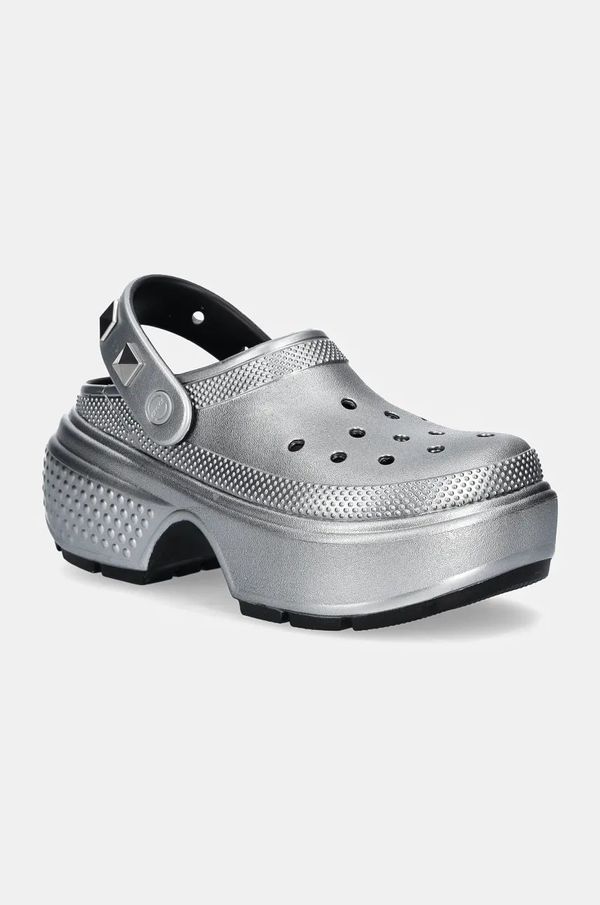Crocs Natikače Crocs Stomp Metallic Clog za žene, boja: srebrna, s platformom, 210362