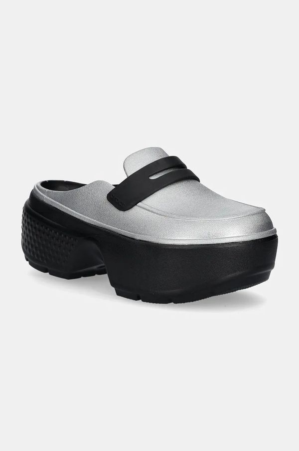 Crocs Natikače Crocs Stomp Metallic Loafer Clog za žene, boja: srebrna, s platformom, 210363