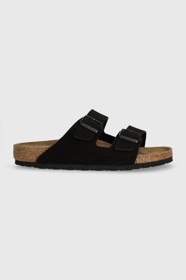 Birkenstock Natikače od brušene kože Birkenstock Arizona za muškarce, boja: crna, 1027152