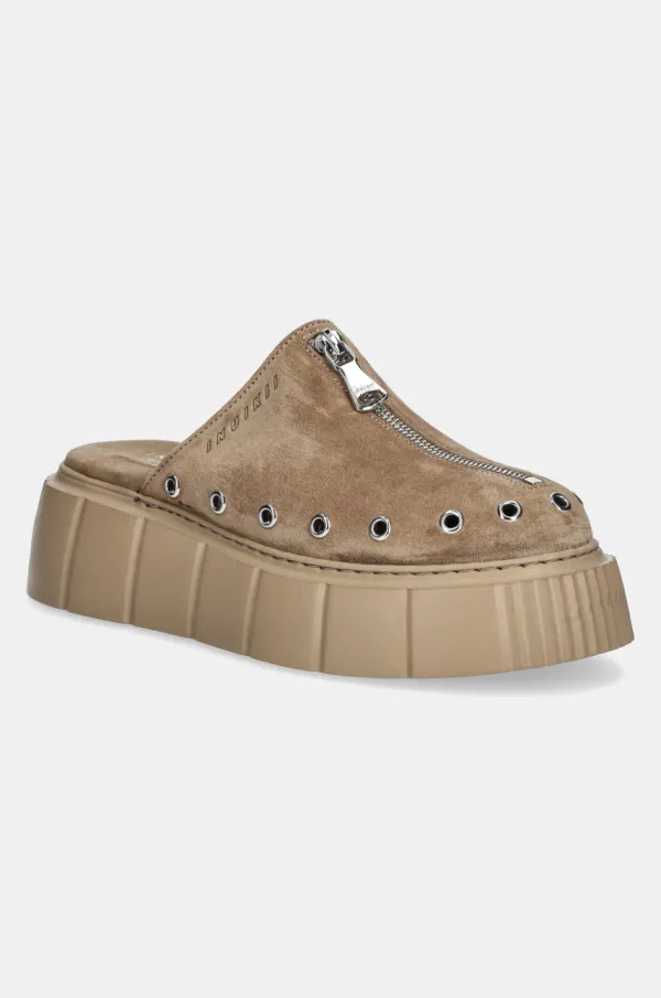 Inuikii Natikače od brušene kože Inuikii Matilda Mule Suede za žene, boja: bež, s platformom, 1001.017.0021.250 / 30102-072