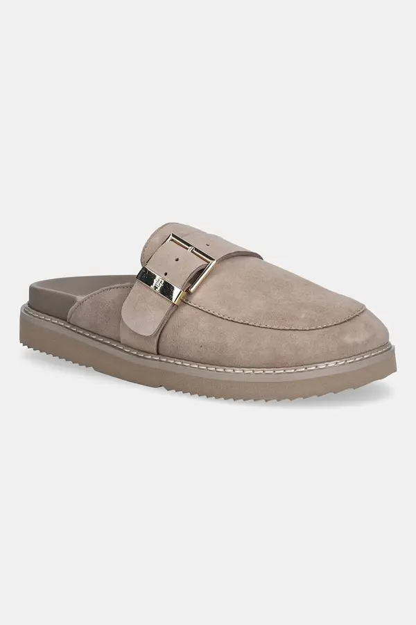 Tommy Hilfiger Natikače od brušene kože Tommy Hilfiger TH BUCKLE FUR SUEDE MULE