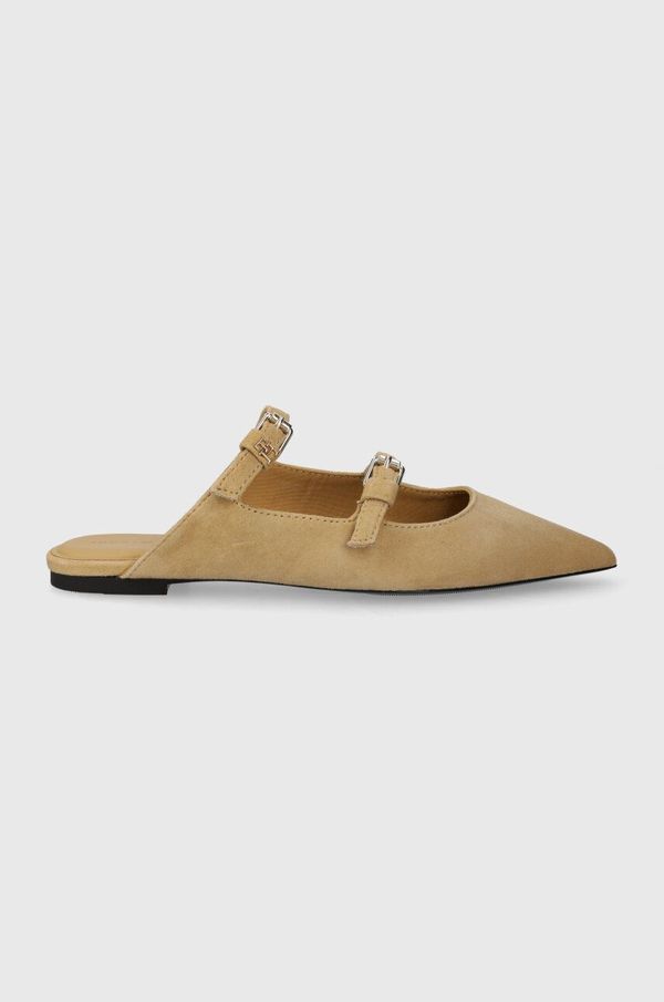 Tommy Hilfiger Natikače od brušene kože Tommy Hilfiger TH POINTE SUEDE MULE za žene, boja: bež, FW0FW07697