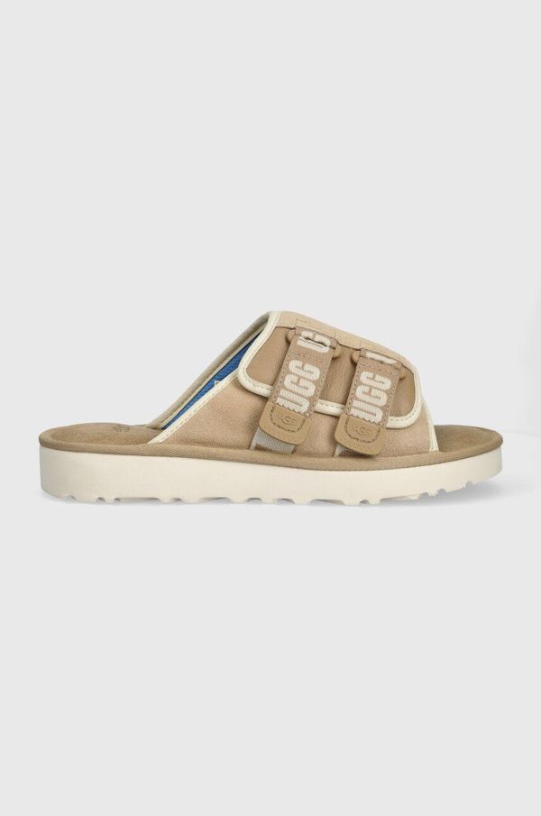 Ugg Natikače od brušene kože UGG Goldencoast Strap Slide za muškarce, boja: bež, 1142730