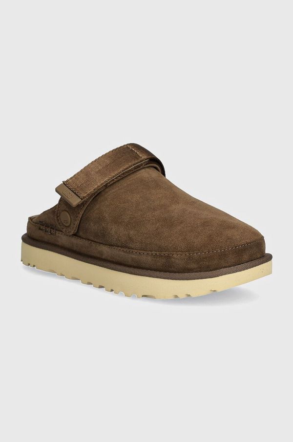 Ugg Natikače od brušene kože UGG Goldenstar Clog za žene, boja: smeđa, s platformom, 1138252-HCK