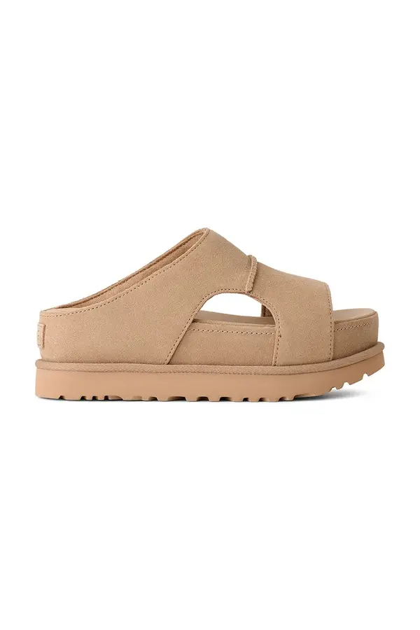 UGG Natikače od brušene kože UGG W Goldenstar Hi Cutout Slide
