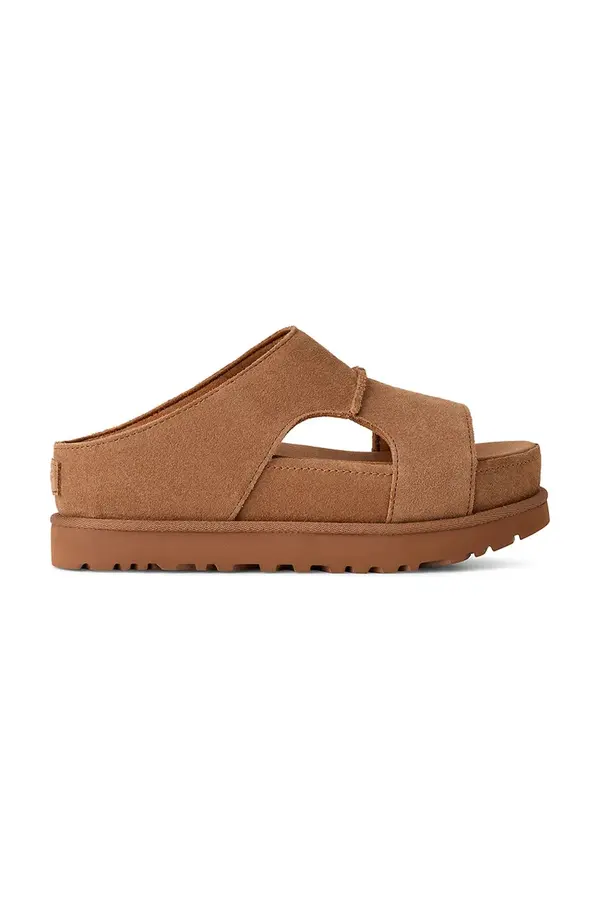 UGG Natikače od brušene kože UGG W Goldenstar Hi Cutout Slide