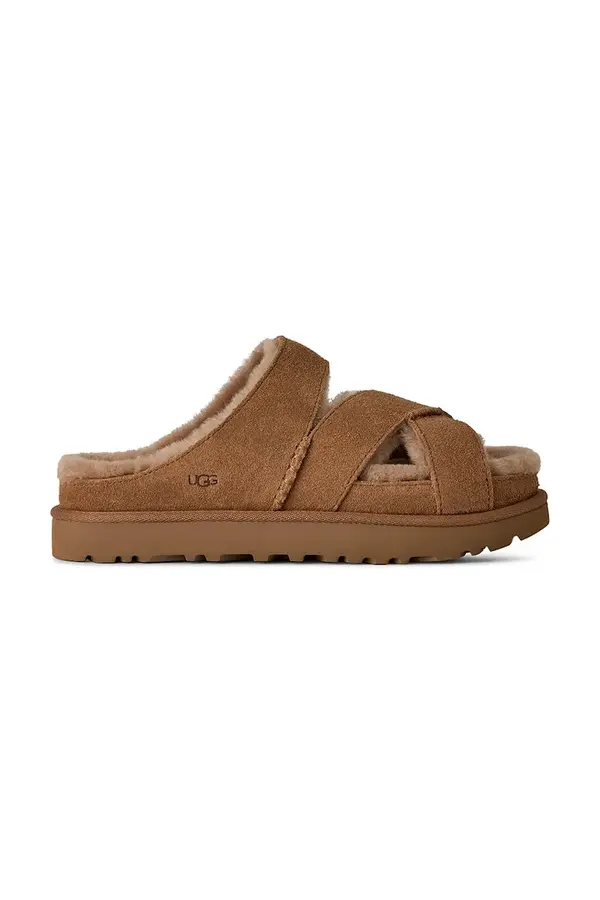 UGG Natikače od brušene kože UGG W Greenport Cross Strap Slide