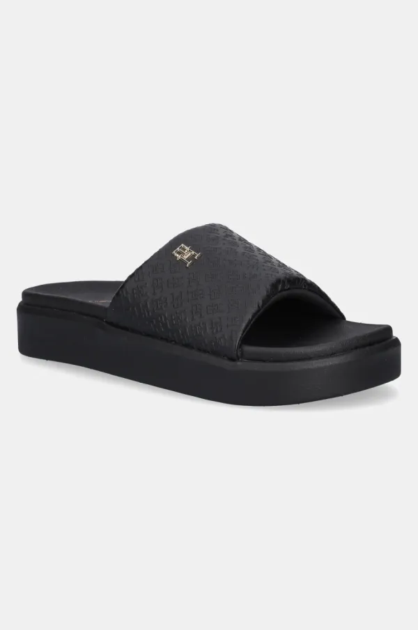 Tommy Hilfiger Natikače Tommy Hilfiger PLATFORM MONOGRAM POOLSLIDE za žene, boja: crna, s platformom, FW0FW08526