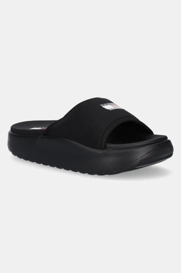 Tommy Jeans Natikače Tommy Jeans COMFY POOL SLIDE za žene, boja: crna, s platformom, EN0EN02765