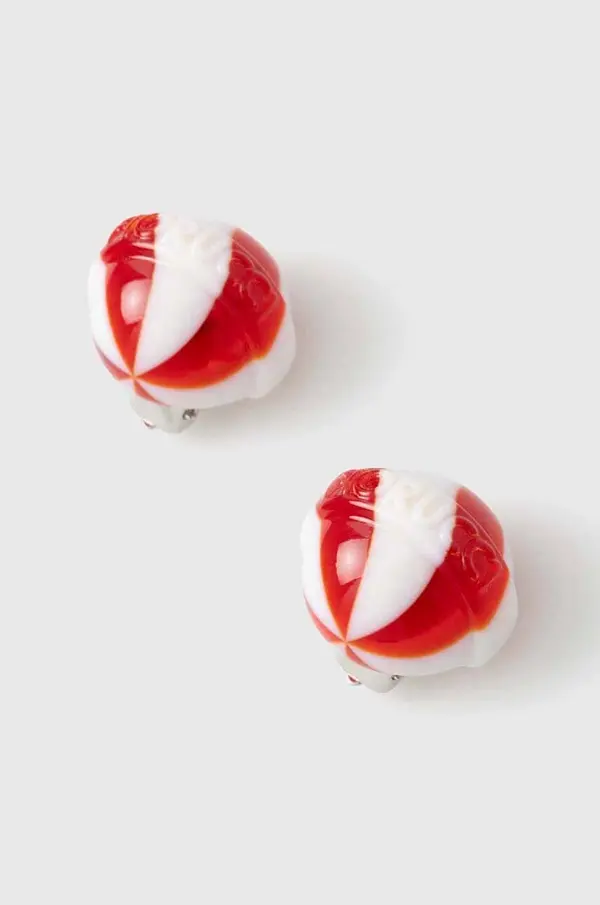 Fiorucci Naušnice na klipse Fiorucci Red And White Mini Lollipop Earrings