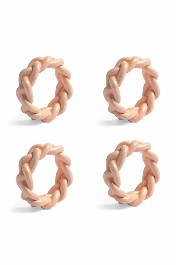 &k amsterdam Obruči za salvete &k amsterdam Braid Pink Set 4-pack