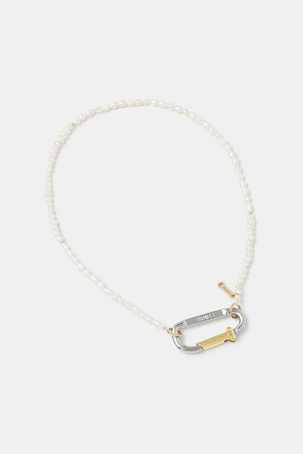 Aries Ogrlica Aries Mini Carabiner Pearl Necklace