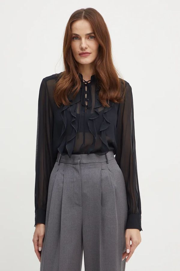 Marella Pamučna bluza Marella boja: crna, bez uzorka, 2423116141200