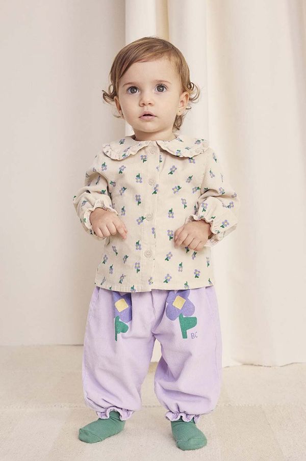 Bobo Choses Pamučna bluza za bebe Bobo Choses Pansy Flower boja: bež, s uzorkom, 224AB026