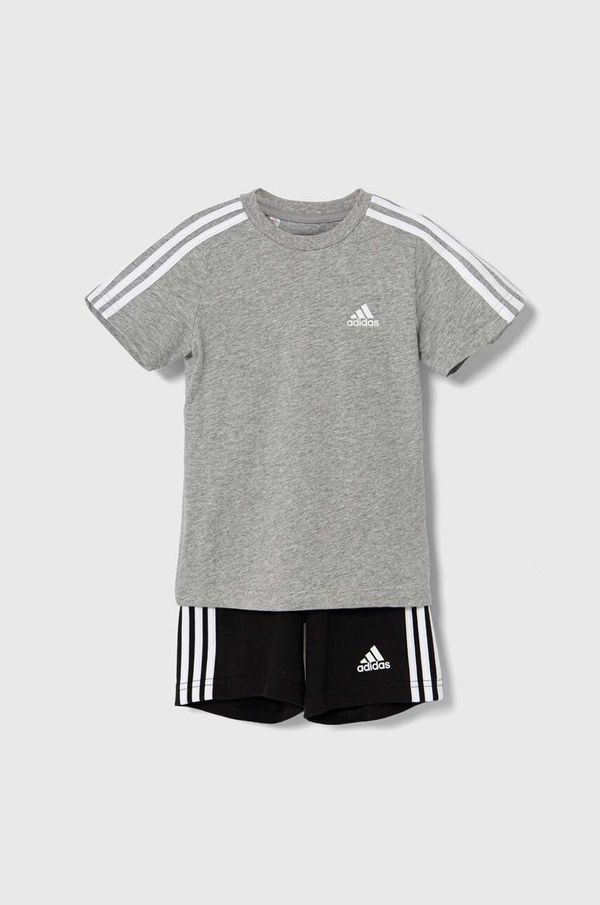 adidas Pamučna dječja trenirka adidas I 3S SPORT SET boja: siva, IY5091
