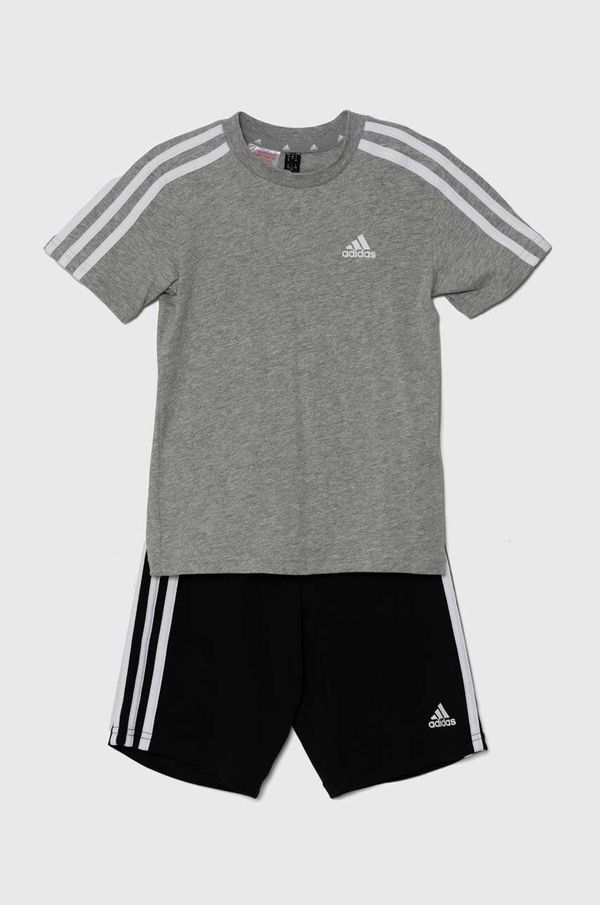 adidas Pamučna dječja trenirka adidas LK 3S CO T SET boja: siva, IV7439