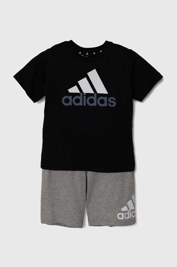 adidas Pamučna dječja trenirka adidas LK BL CO T SET boja: crna, IX7325