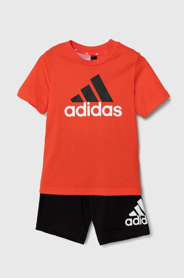 adidas Pamučna dječja trenirka adidas LK BL CO T SET boja: narančasta, IV7448