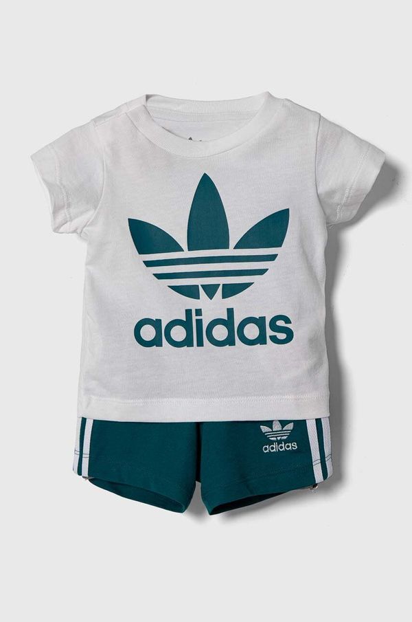 adidas Originals Pamučna dječja trenirka adidas Originals SHORT TEE SET boja: zelena, JE0524