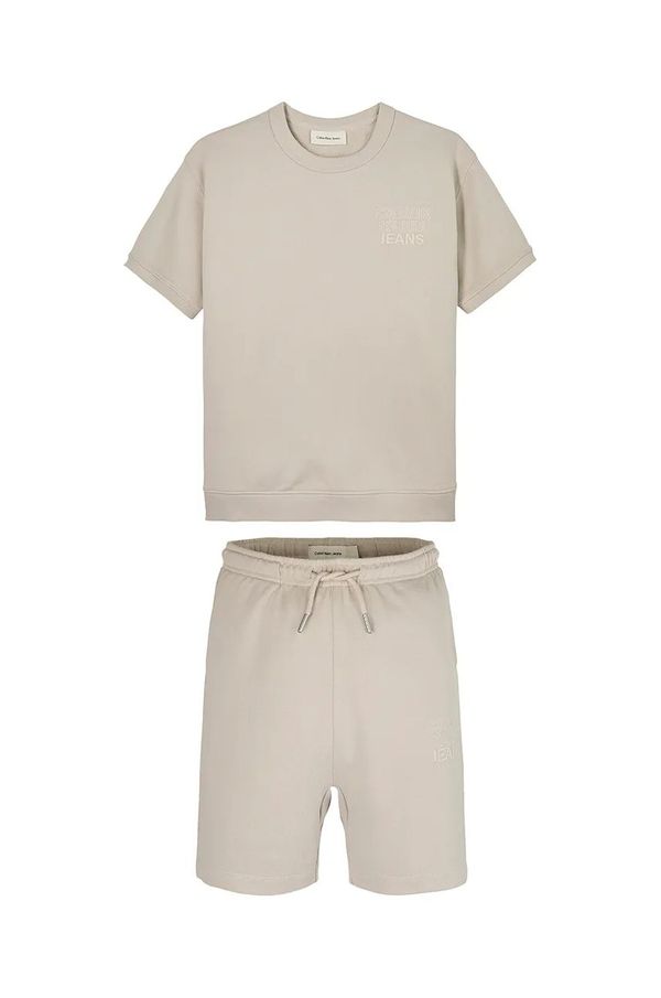 Calvin Klein Jeans Pamučna dječja trenirka Calvin Klein Jeans 0 boja: bež, IB0IB02386