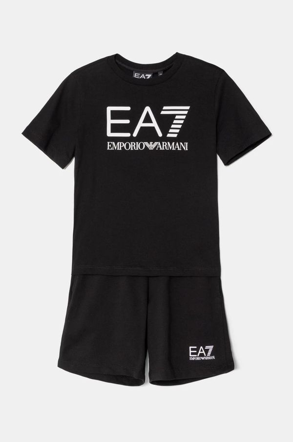 EA7 Emporio Armani Pamučna dječja trenirka EA7 Emporio Armani boja: crna, 7B000043 AF10378