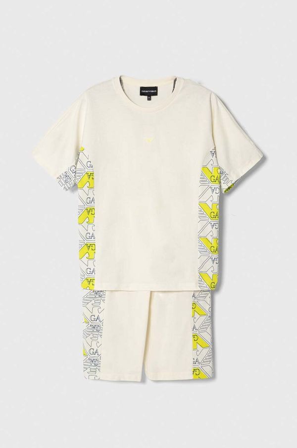 Emporio Armani Pamučna dječja trenirka Emporio Armani boja: bež