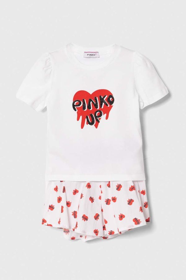 Pinko Up Pamučna dječja trenirka Pinko Up boja: bijela
