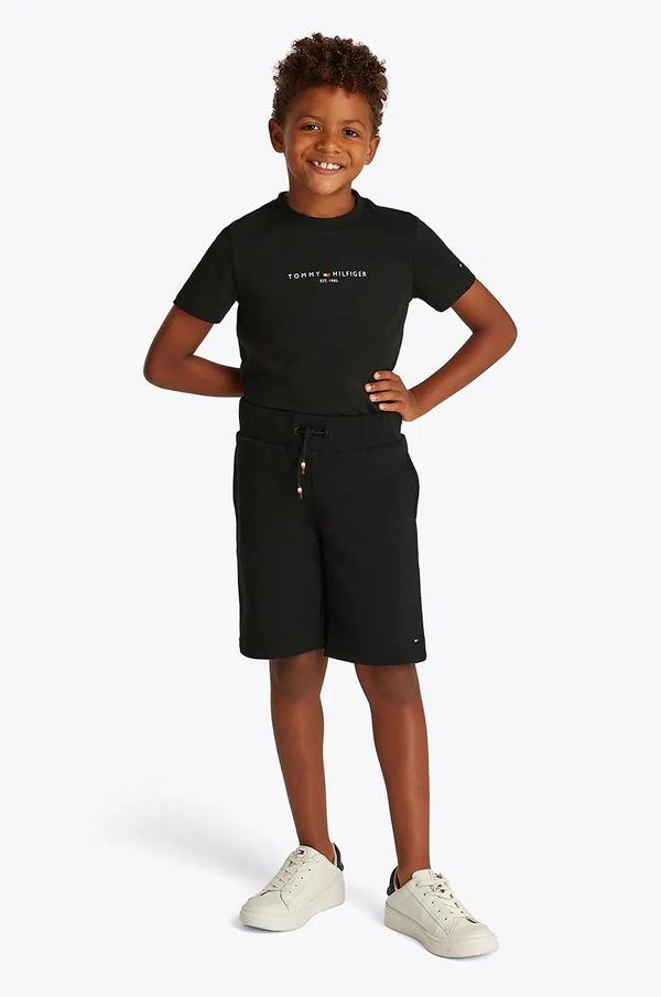 Tommy Hilfiger Pamučna dječja trenirka Tommy Hilfiger boja: crna, KB0KB09666