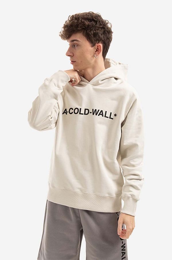 A-COLD-WALL* Pamučna dukserica A-COLD-WALL* Essential Logo Hoodie za muškarce, boja: bež, s kapuljačom, s tiskom, ACWMW057.-BONE