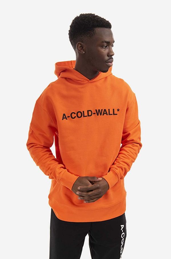 A-COLD-WALL* Pamučna dukserica A-COLD-WALL* Essential Logo Hoodie za muškarce, boja: narančasta, s kapuljačom, s tiskom, ACWMW083.-LIGHTORANG