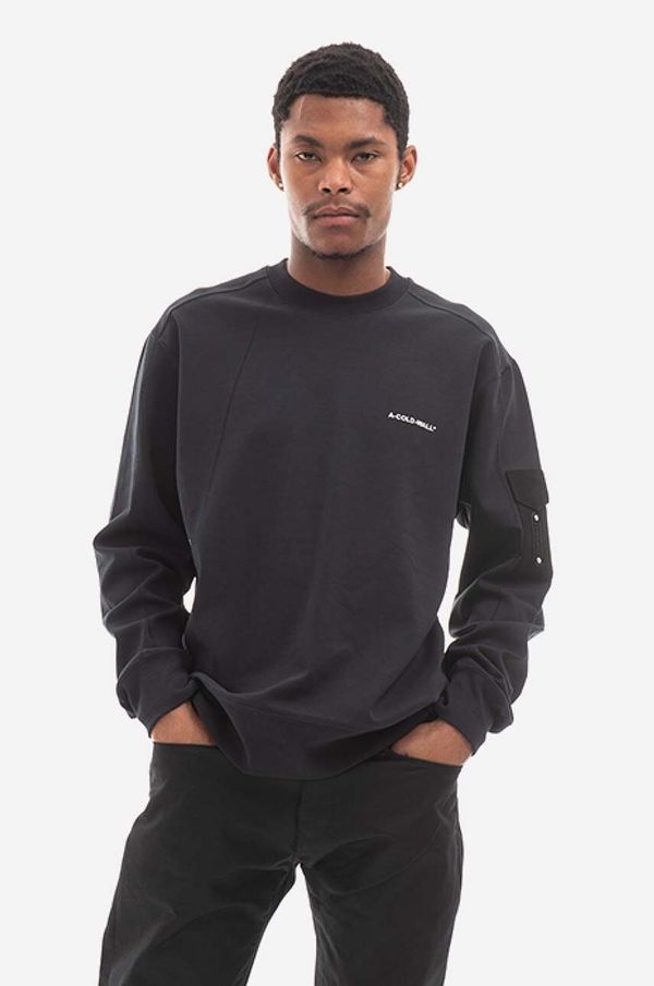 A-COLD-WALL* Pamučna dukserica A-COLD-WALL* Polygon Technical Crewneck za muškarce, boja: crna, s tiskom, ACWMW079.-BLACK