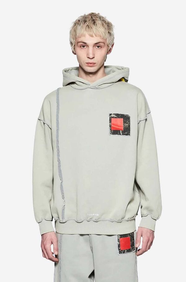 A-COLD-WALL* Pamučna dukserica A-COLD-WALL* Relaxed Cubist Hoodie za muškarce, boja: siva, s kapuljačom, s aplikacijom, ACWMW088-COLDGREY