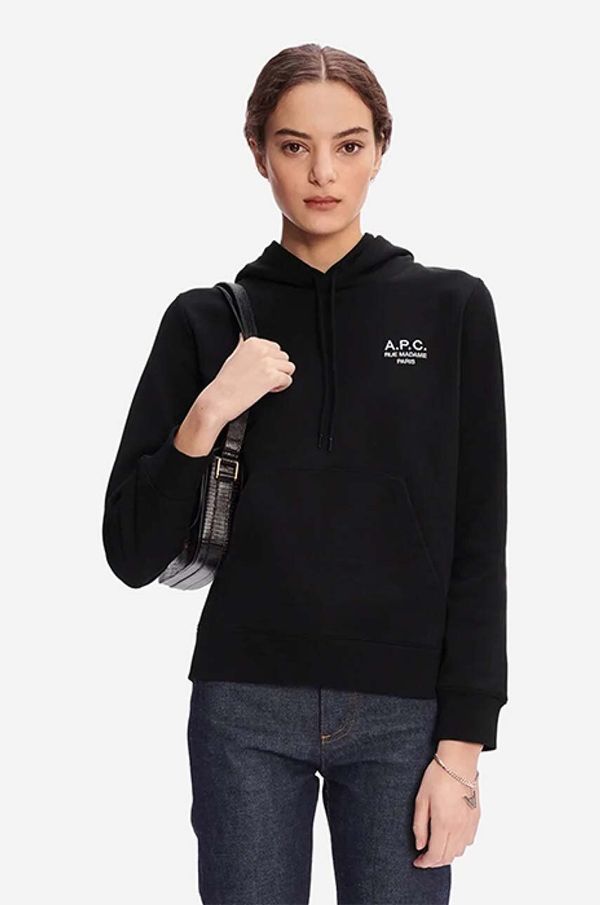 A.P.C. Pamučna dukserica A.P.C. Hoodie Manuela za žene, boja: ružičasta, s kapuljačom, s aplikacijom, COEZD-F27760 BRIGHT PINK