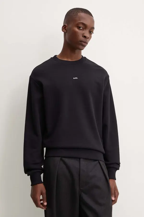 A.P.C. Pamučna dukserica A.P.C. sweat boxy micro logo GOTS za muškarce, boja: crna, bez uzorka, COHBX.H27910