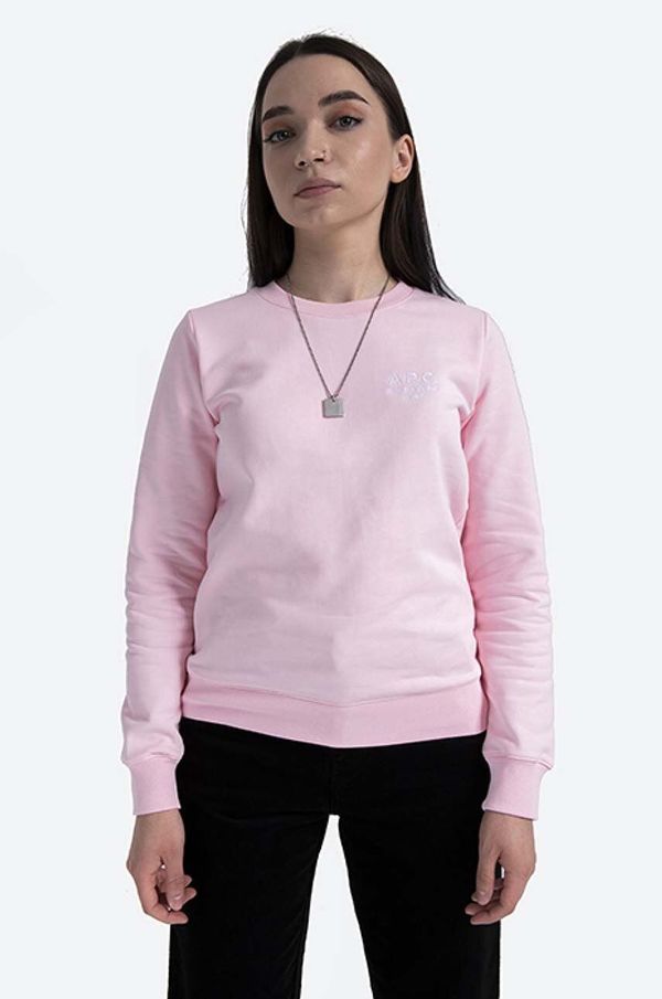 A.P.C. Pamučna dukserica A.P.C. Sweat Skye MARINE za žene, boja: ružičasta, s aplikacijom, COEBH.F27700-PALEPINK
