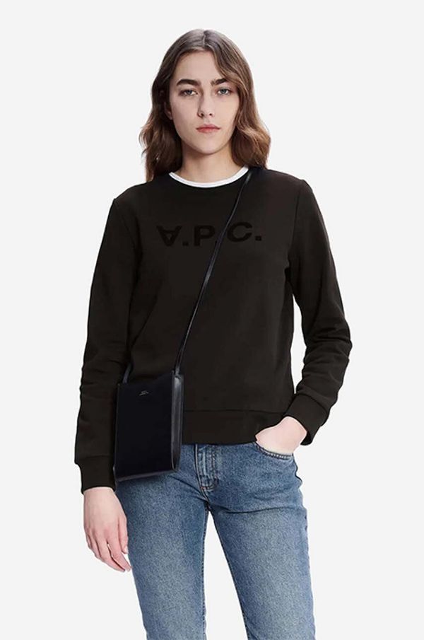 A.P.C. Pamučna dukserica A.P.C. Sweat Viva  BLACK za žene, boja: crna, s tiskom, COECQ.F27644-DARKNAVY