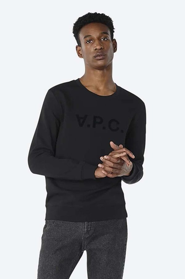 A.P.C. Pamučna dukserica A.P.C. Sweat Vpc BLACK za muškarce, boja: crna, s aplikacijom, COECQ.H27378-DARKNAVY