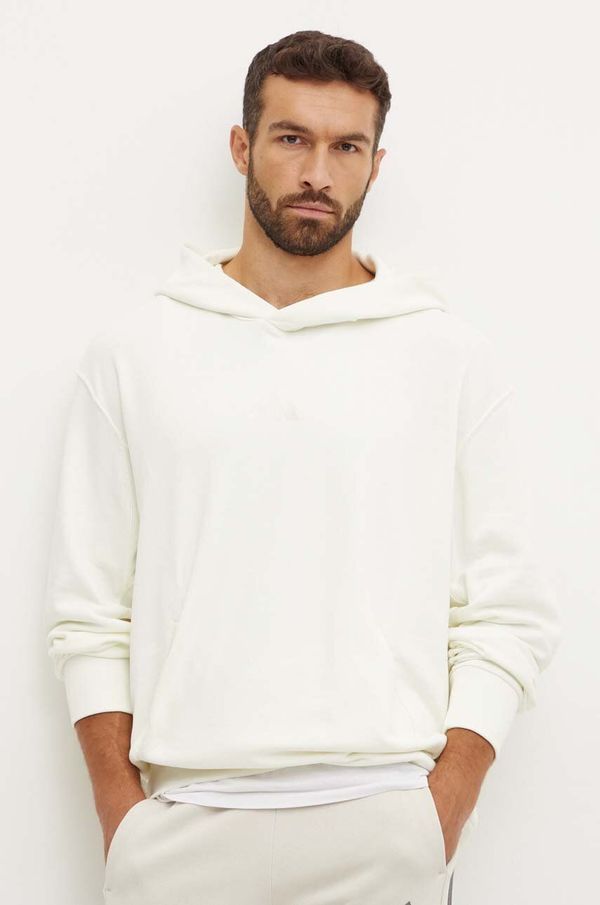 adidas Pamučna dukserica adidas All SZN za muškarce, boja: bež, s kapuljačom, s aplikacijom, IY4154