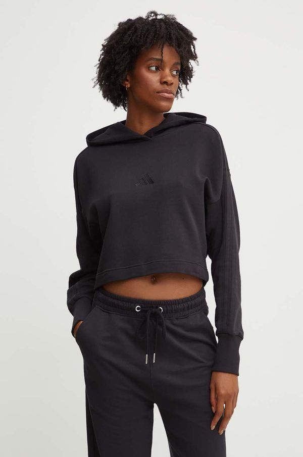 adidas Pamučna dukserica adidas All SZN za žene, boja: crna, s kapuljačom, bez uzorka, JI9104